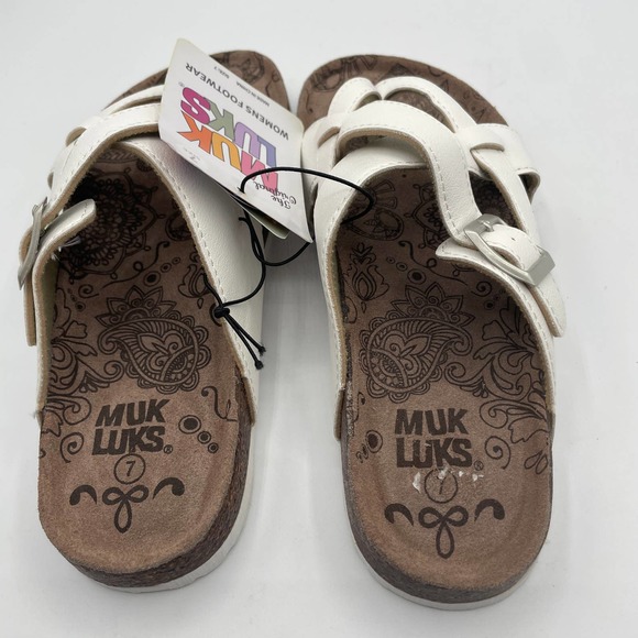 Muk Luks Women's Shayna Terra Turf Sandals White Size 7 - Picture 5 of 7